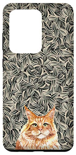 Galaxy S20 Ultra Orange Cat Sunflower Seeds Food Ingredient Pattern Case