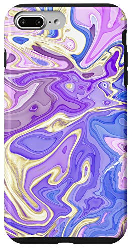 iPhone 7 Plus-8 Plus Blue Pink Purple Cool Tone Trippy Abstract Paint Drip Splash Case