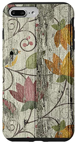 iPhone 7 Plus-8 Plus Rustic Farmhouse Weathered White Panel Floral Pattern Case