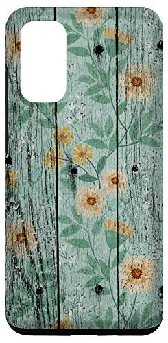 Galaxy S20 Rustic Green Farmhouse Panel Floral Pattern Case