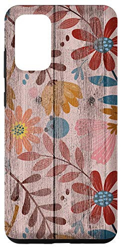 Galaxy S20 plus Rustic Light Pink Farmhouse Panel Floral Pattern Case