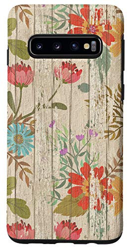 Galaxy S10 Rustic Weathered Farmhouse Panel Floral Pattern Case