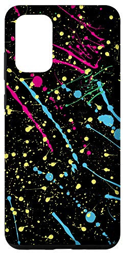 Galaxy S20 plus Retro 70s Bright on Black Paint Splatter Pattern Case