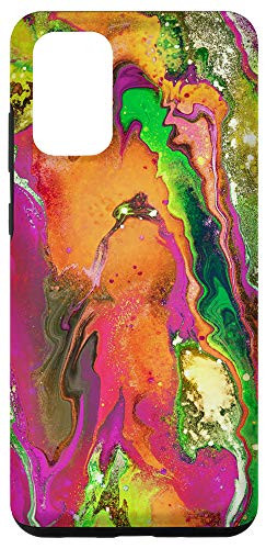 Galaxy S20 plus Bright Pink Orange Yellow Green Paint Swirl Design Case