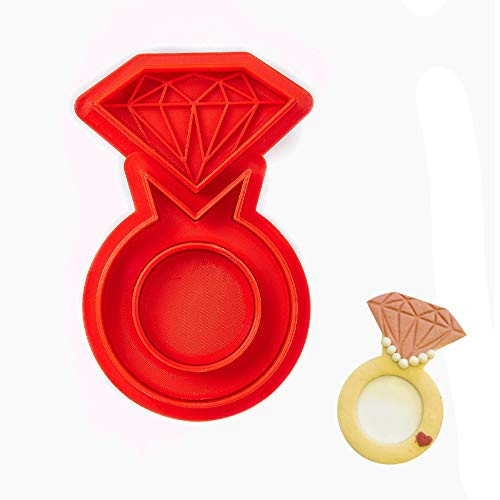 REDCOOKI Diamond Ring Cookie Cutter Plunger Cookie Press Cutters Fondant Cutters Set for Gum Paste