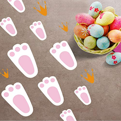 120 Pieces Easter Stickers Bunny Paw Prints Footprints Floor Window Clings Decals Rabbit Footprints Stickers Cute Festive Decals Decorations for Floor Ceiling Window Wall Easter Day Party Supplies