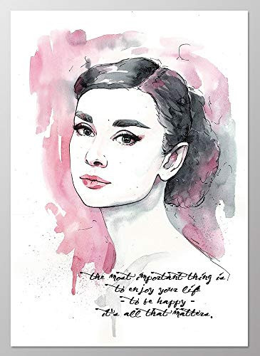 11x14 Audrey Hepburn poster #A096. Audrey Hepburn quote. Audrey Hepburn wall art. Audrey Hepburn art print.Poster of Audrey Hepburn.Audrey Hepburn gifts.Pink wall art.Watercolor painting