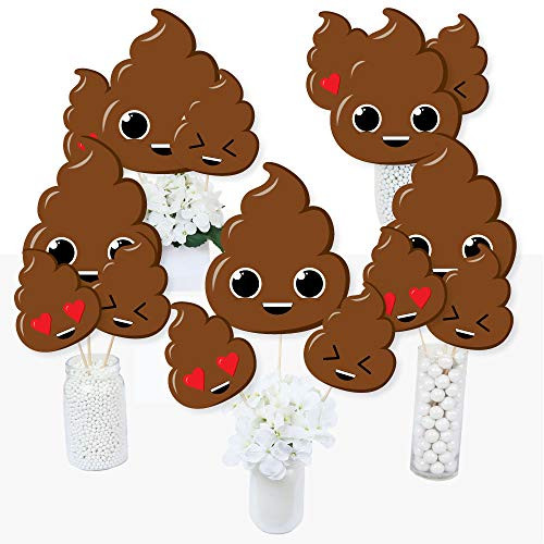 Party 'Til You're Pooped - Poop Emoji Party Centerpiece Sticks - Table Toppers - Set of 15
