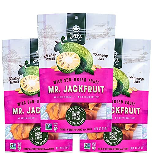 JALI FRUIT CO. - Mr. Jackfruit - Sun Dried Fruit - Dried Jackfruit Slices - Healthy Snacks For Adults - Vegan Snacks - Gluten Free Snacks - Travel Snacks - Dried Fruit No Sugar Added - 3 Pack - 3.5oz