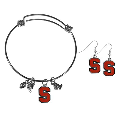 NCAA Siskiyou Sports Womens Syracuse Orange Dangle Earrings and Charm Bangle Bracelet Set One Size Team Color