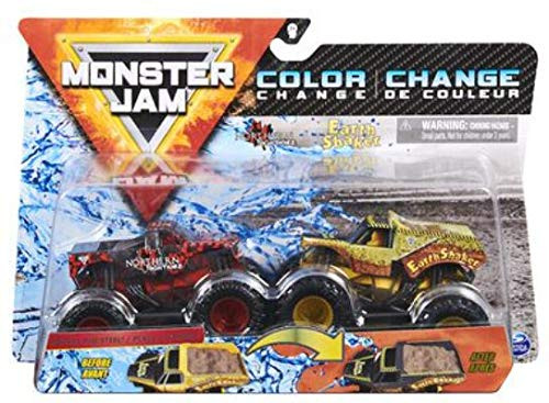 Monster Jam Official Northern Nightmare Vs. Earth Shaker Color-Changing Die-Cast Monster Trucks 1-64 Scale