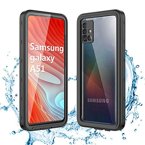Samsung A51 Case 5G with Built-in Screen Protector Waterproof Dropproof Dustproof Shockproof Sandproof Case Full Body Sealed Underwater Protective Case for Samsung A51 5G -Black-