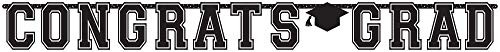 Congrats Grad Large Black Letter Cutout Party Banner - 1 pc