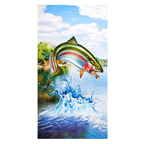 Fabric  and  Fabric QT Fabrics Artworks XV Trout Scenic 24'' Panel Blue
