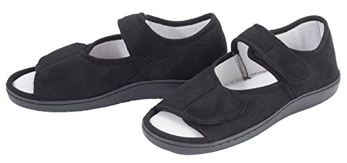 EasyComforts Adjustable Memory Foam Slippers Medium Black