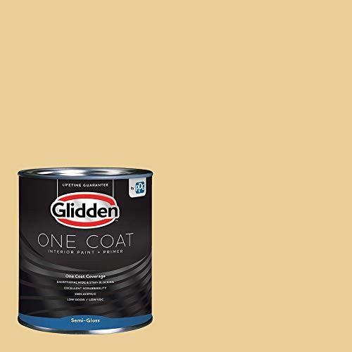 Glidden Interior Paint  plus Primer- Yellow Interior Paint -Wayward Wind One Coat Semi-Gloss 1 Quart