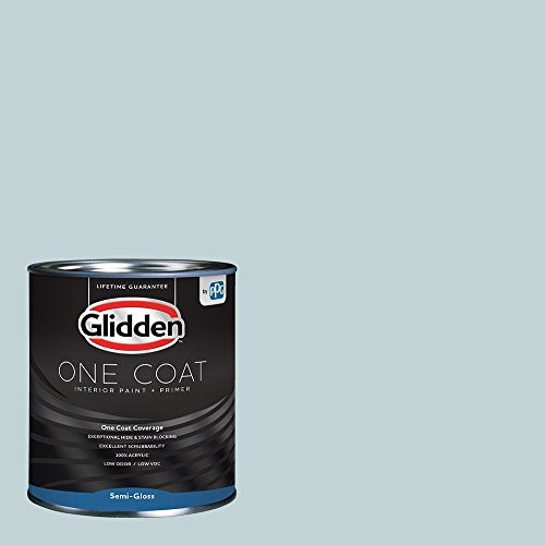 Glidden Interior Paint  plus Primer- Teal-Aqua Interior Paint -Scandinavian Sky One Coat Semi-Gloss 1 Quart
