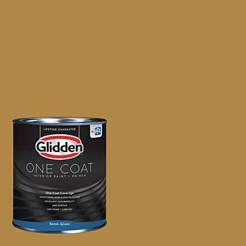 Glidden Interior Paint  plus Primer- Yellow Interior Paint -Butterscotch Ripple One Coat Semi-Gloss 1 Quart