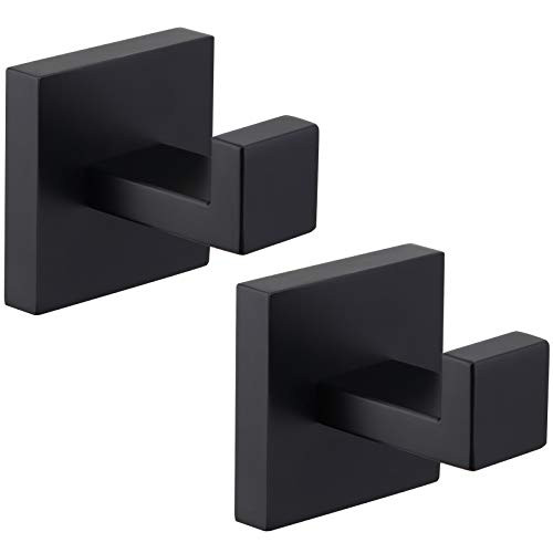 Robe Towel Hook 2 PCS Angle Simple SUS304 Stainless Steel Bathroom Towel Holder Square Robe Hook for Wall Matte Black