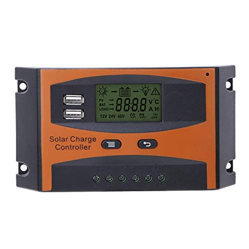 Solar Charge Controller 12-24V 20A Solar Panel Regulator MPPT Automatic Identification Charge Controller with Dual USB Port Display