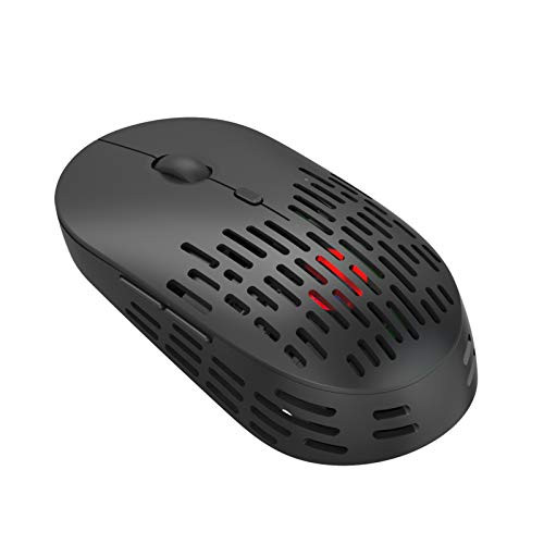 OCUhome Wireless Mouse Computer Mouse Wireless Silent Mouse 6 Buttons 1600dpi 2.4G Luminous Hole Rechargeable Wireless Mute Gaming Mouse for Notebook PC Laptop Black