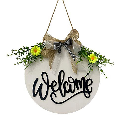 Welcome Wreath Sign for Farmhouse Front Porch Decor Rustic Door Hangers Front Door with Premium Greenery-Welcome Home Sign Porch Hanging Christmas Housewarming for Home Decoration -White- Welcome Wreath Sign for Farmhouse Front Porch Decor Rustic Door Hangers Front Door with Premium Greenery-Welcome Home Sign Porch Hanging Christmas Housewarming for Home Decoration -White-