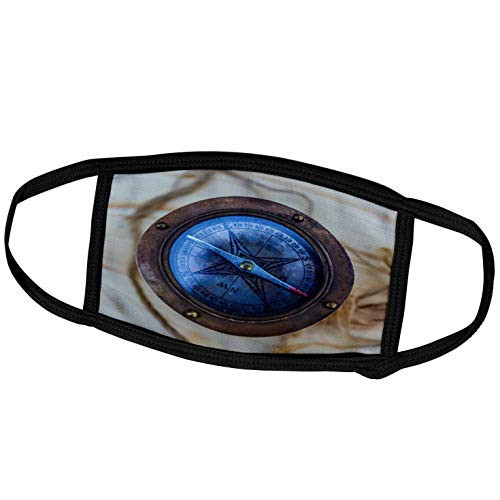 3dRose Alexis Photography - Objects Compass - Image of a Vintage Nautical Compass an a Lacing Cord - Face Masks -fm_292864_3-