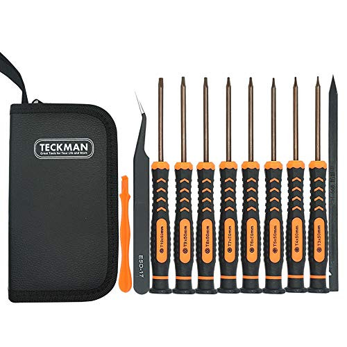 TECKMAN 11 in 1 Torx Screwdriver Set with T3 T4 T5 T6 T7 T8 T9 T10 Security Torx Screwdriver & Tweezer,Magnetic Screwdrivers Precision Repair Kit for Xbox,PS4,Macbook,Computer,Ring Doorbell & Knife