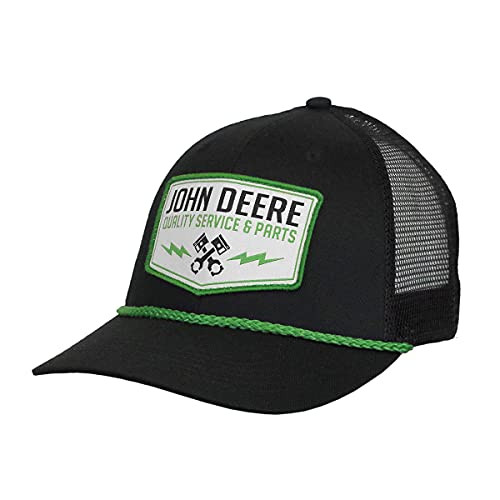 John Deere 6 Panel Hat Quality Service Logo Patch Black