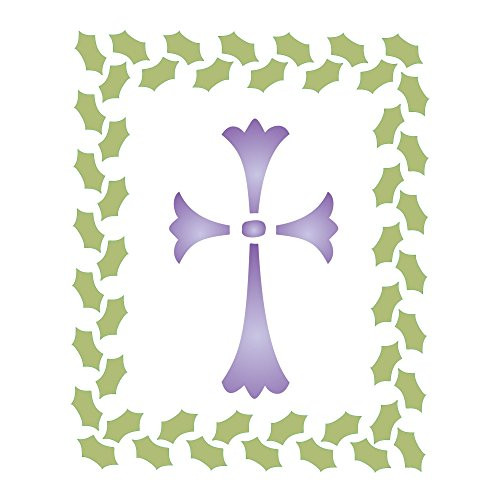 Cross Stencil 6.5 x 8 inch -L- - Religious Christmas Card Stencils for Painting Template