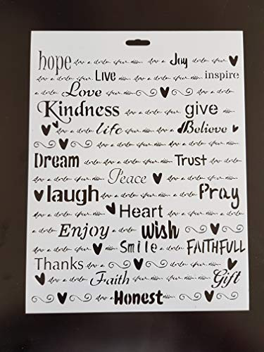 Scribble Words Stencil 8 x 10 inch - Scribbled Quotes Sayings Letter Stencils for Painting Template