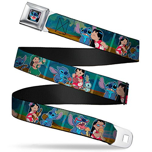 Buckle-Down Seatbelt Belt - Lilo  and  Stitch 5-Scene Blocks - 1.0" Wide - 20-36 Inches in Length