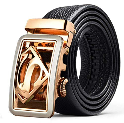 NOOS Luxury Men Belts Black Leather 1.38 inch Width Designer Belts for MenUsed for Mens Dress Casual Adjustable Belt