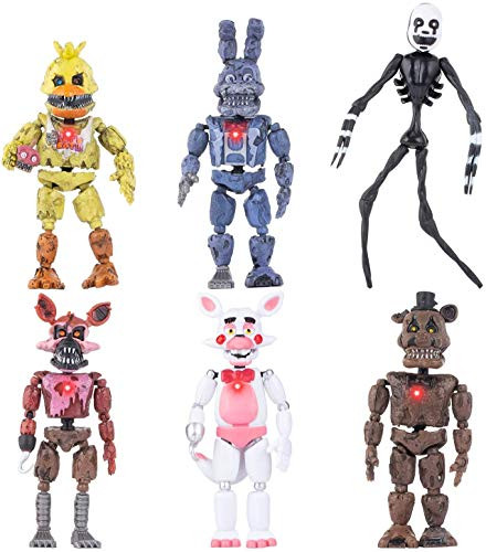 HUINENGYUAN Inspired by Five Nights at Freddy's - Set of 6 PCS - FNAF Action Figures - Toy Set - Action Figures Toys Dolls - Toys Gifts - Cake Toppers - About 6 inches