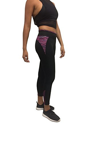 Stay Dry Yoga Leggings Active Women's Yoga Leggings -Large Black-Pink-
