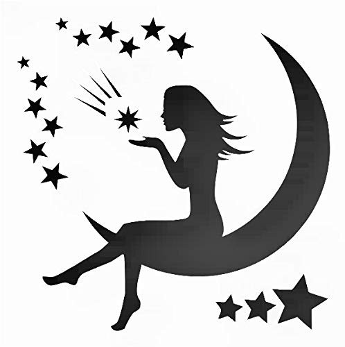Moon Goddess Reusable Sturdy Stencil Clear Custom Cut Plastic Sheet Template Cutout Sign DIY Supplies for Airbrush Painting Drawing 1-5.5x5.5 inch