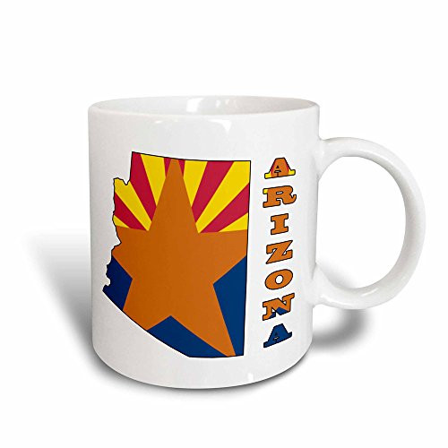 3dRose mug_58719_3 Arizona State Flag in The Outline Map and Letters of Arizona Magic Transforming Mug 11-Ounce