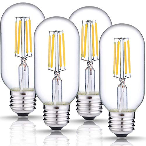 4 Pack Dimmable 6W Tubular LED Bulb T45 Edison Style LED Filament Bulbs, 6W (60W Equivalent), Dimmable LED Light Bulbs, Filament LED Bulb, Antique Style Light Bulbs, 2700K White E26 Amber Glass 420L 4 Pack Dimmable 6W Tubular LED Bulb T45 Edison Style LED Filament Bulbs, 6W (60W Equivalent), Dimmable LED Light Bulbs, Filament LED Bulb, Antique Style Light Bulbs, 2700K White E26 Amber Glass 420L