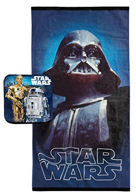 Jay Franco Star Wars Classic Vader 2 Piece Cotton Bath Towel Set Darth Blue