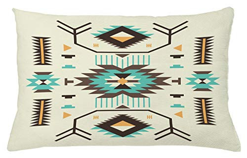 Ambesonne Southwestern Throw Pillow Cushion Cover Ethnic Illustration of a Zigzags Design Triangular Iconic Artwork Motifs Decorative Rectangle Accent Pillow Case 26" X 16" Pale Yellow