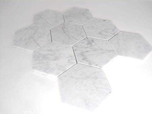 Carrara Italian Marble Hexagon Mosaic Tile 4 inch Honed Bathroom Kitchen Backsplash Floor Tile