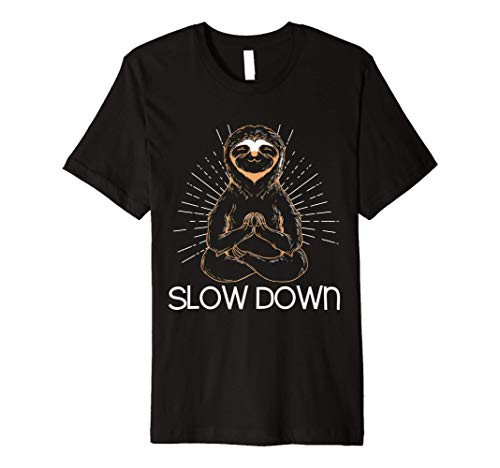 Meditating Sloth Slow Down Funny Yoga Premium T-Shirt