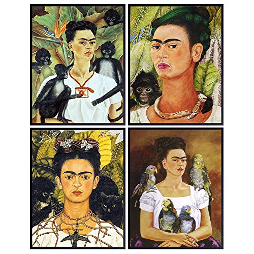 Frida Kahlo Wall Art - Frida Kahlo Paintings - Frida Kahlo Poster Set - Frida Kahlo Gifts - Mexican Wall Art - Wall Decor Aesthetic - Wall Collage - Picture Collage - Wall Decor for Women