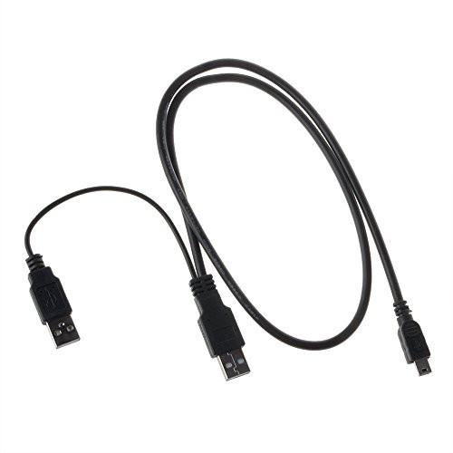 SLLEA USB Y PC Charger plusData Cable Cord for Garmin GPS Nuvi 2597 LM-T 2457 LM-T 66 LM-T