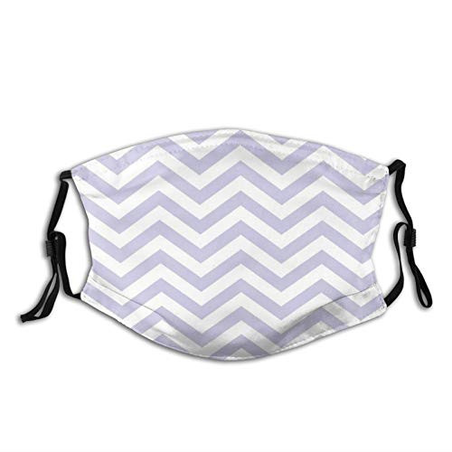 Washable Face Mask Periwinkle Purple Chevrons Throw Pillow Face Masks Replaceable PM2.5 Activated Carbon Mask for Party Jogging Motorcycle