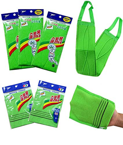 Long Bath Washcloths Korean Italy Towel -3 Pack-  plus Asian Bath Towel Washcloths -6 pcs-