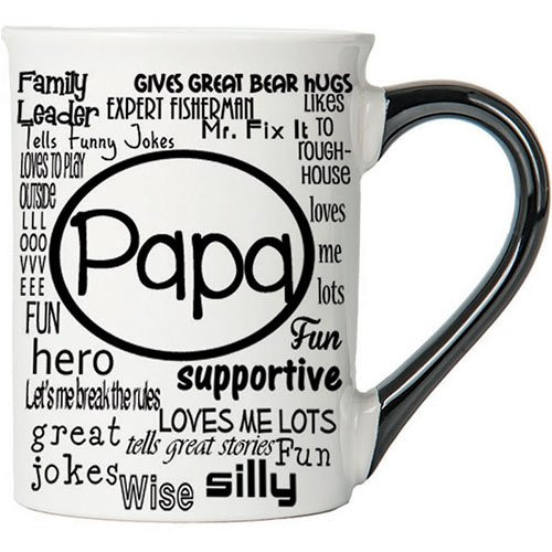 Cottage Creek - Papa - Papa Mug - Large 18 Ounce White Ceramic Coffee Mug With Black Handle - Papa Gift