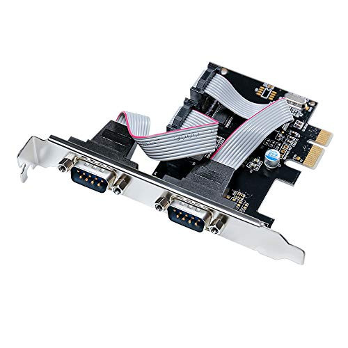 DTECH 2 Port PCI-E Serial Card PCI Express to DB9 RS232 COM Port Expansion Adapter for Desktop PC Windows 10