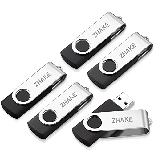 USB Flash Drive 32GB 5 Pack USB 2.0 Thumb Jump Pen Drive Bulk Memory Sticks Zip Drives Swivel Design -32G 5PCS Black-