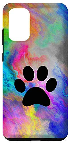 Galaxy S20 plus Cute Dog Paw Tie Dye Paint Blue Red Purple Rainbow Pattern Case